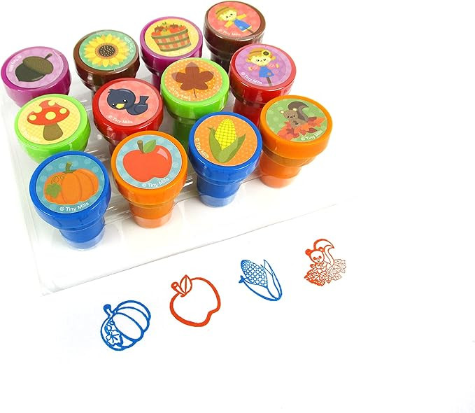 TINYMILLS 12 Pcs Fall Harvest Thanksgiving Stamp Kit for Kids - Thanksgiving Pumpkin Autumn Self ... | Amazon (US)