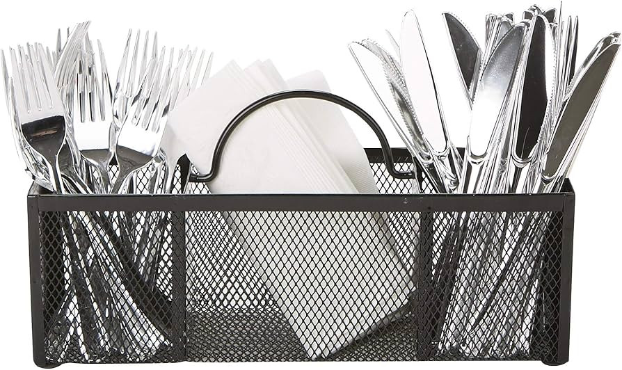 Mind Reader Utensil Dispenser, Silverware Organizer, Cutlery Countertop Organizer, Metal Mesh, 12... | Amazon (US)