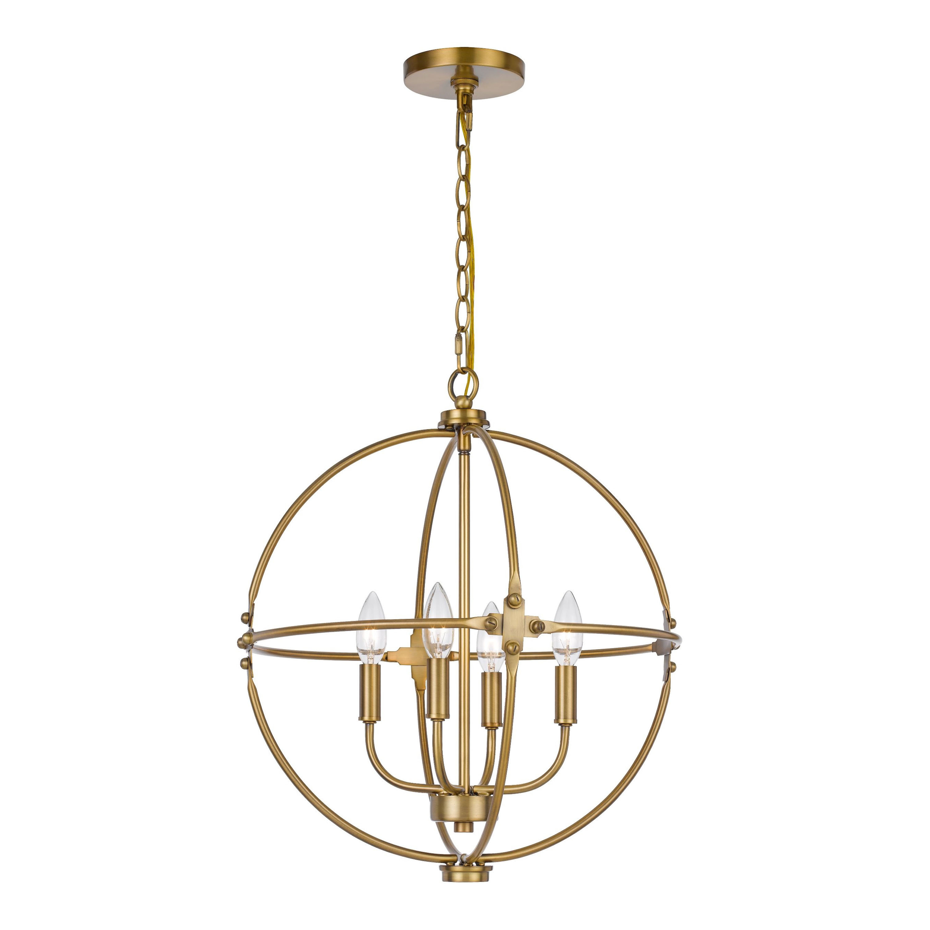 Aurelie Antique Brass Orb 4 Light Chandelier | World Market