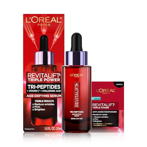 L'Oreal Paris Revitalift Triple Power Age-Defying Face Serum, Anti Aging Serum with 3 in 1 Benefits, Reduces Wrinkles, Firms and Brightens Skin, Includes Sample | Amazon (US)