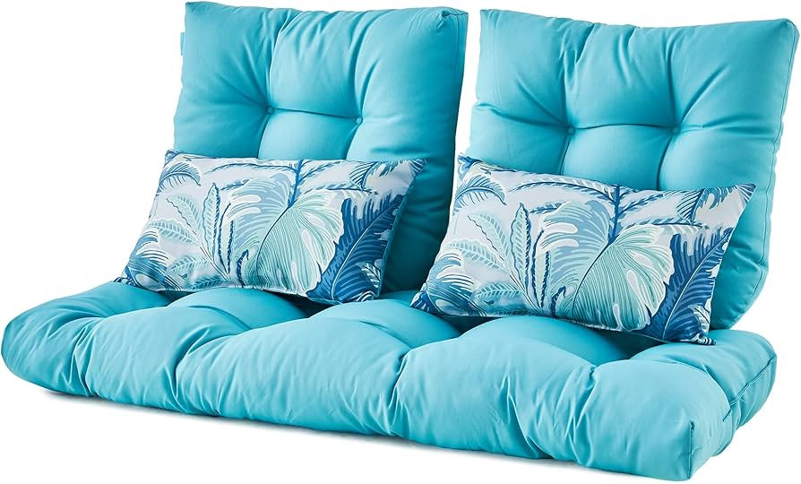 ARTPLAN Outdoor Cushions Loveseat All Weather Chair Cushions Bench Cushions Set of 5 Wicker Tufte... | Amazon (US)