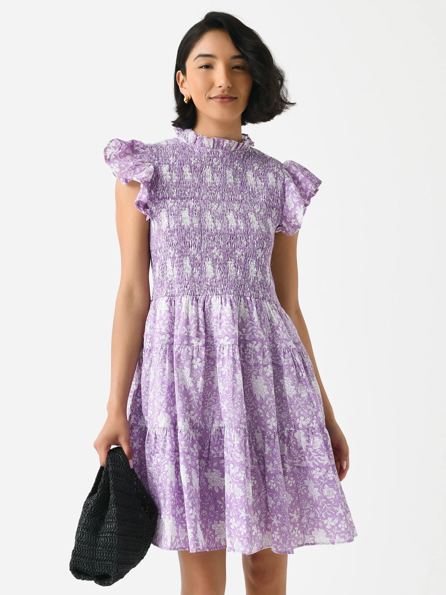 Sur La Vague Women's Purple Flutter Mini Dress | Saint Bernard