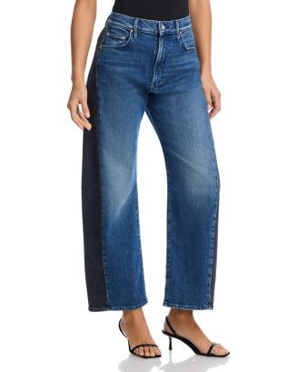 MOTHER Petites Lil' Half Pipe High Rise Flood Jeans in Black and Blue  | Bloomingdale's Women | Bloomingdale's (US)