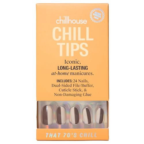 Chillhouse - Chill Tips, Press on Nails Kit - That 70's Chill (Oval) - 24 Nail Shapes & Sizes - Up to 3 Weeks of Wear - Customizable Fit - Reusable - Latina Founded & Women Owned - Beauty & Self Care | Amazon (US)