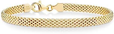 Miabella 18K Gold Plated 925 Sterling Silver Italian 5mm Mesh Link Chain Bracelet for Women, Made... | Amazon (US)