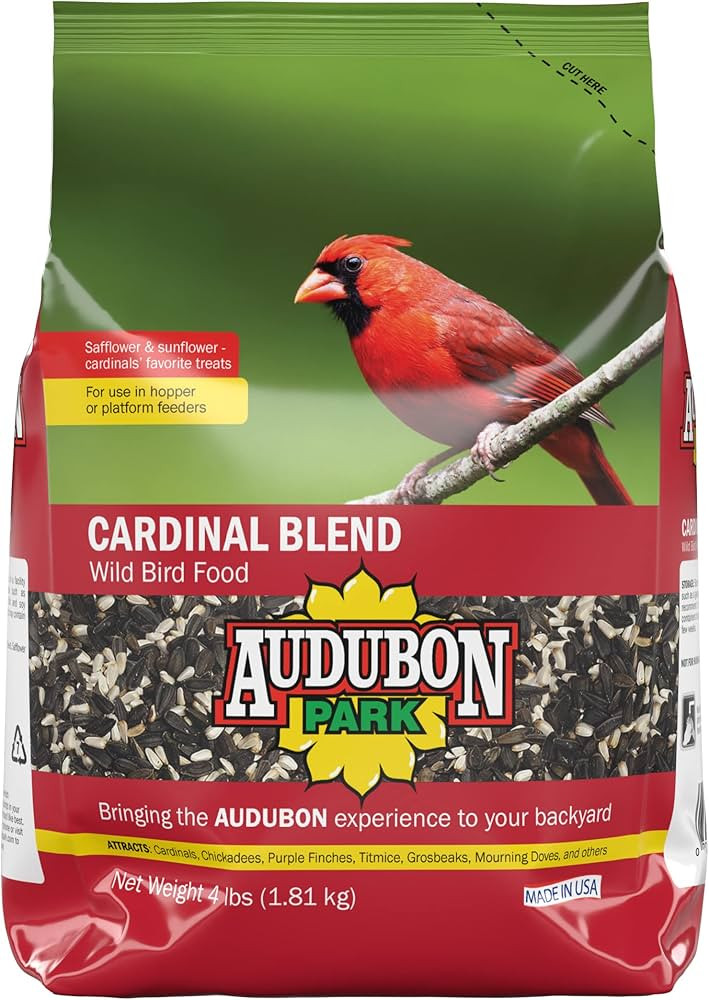 Audubon Park Cardinal Blend Wild Bird Food, Cardinal Bird Seed for Outside Feeders, 4-Pound Bag | Amazon (US)