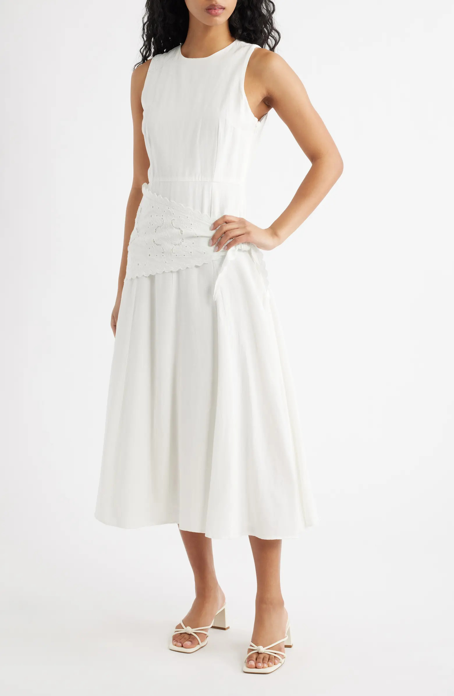 MANGO Embroidered Handkerchief Midi Dress | Nordstrom | Nordstrom