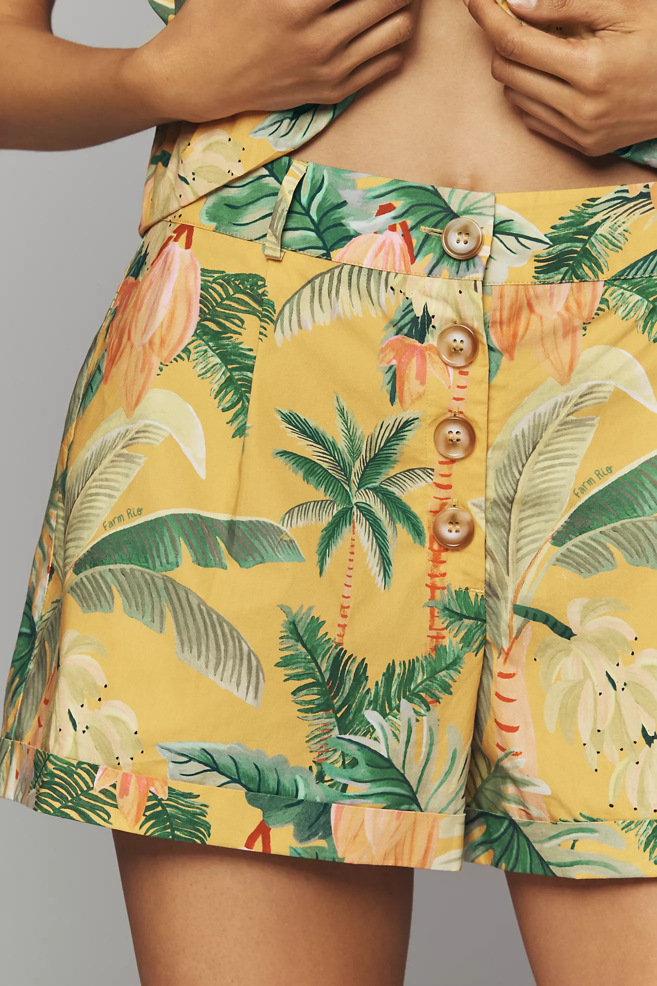 Farm Rio Palm Cotton Shorts | Anthropologie (US)