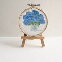 Blue Hydrangea Watercolor Painting On Canvas With Easel | 3 1/2 | Etsy (US)