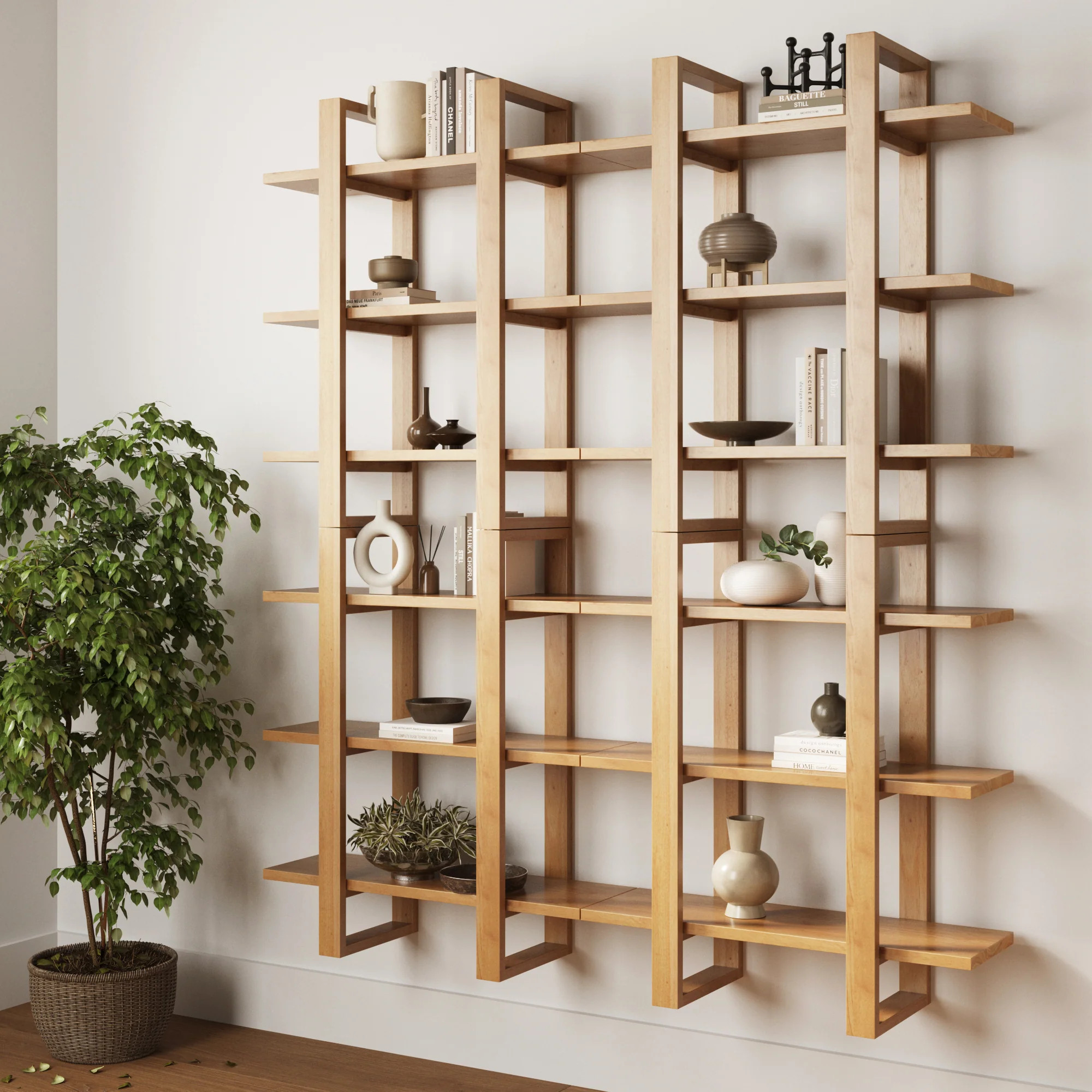 Solid Wood Wall Shelves Warm Pine (Set of 4) | Nathan James