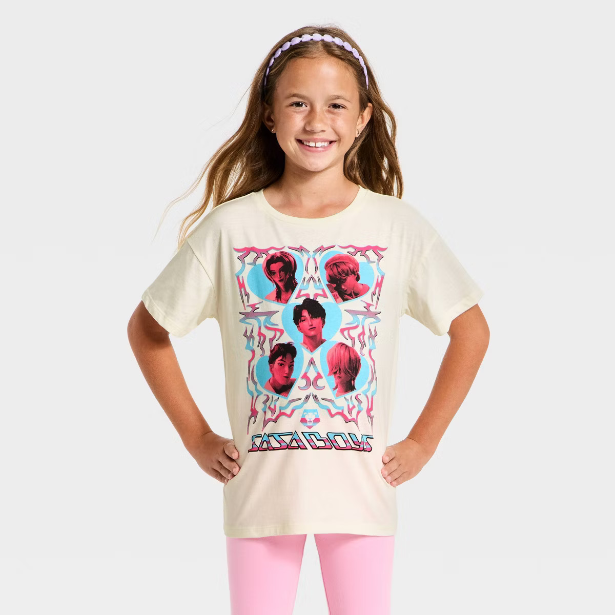 Girls' KPop Demon Hunters Saja Boys Short Sleeve Graphic T-Shirt - Ivory | Target