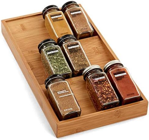 Seville Classics Bamboo Eco-Conscious 3-Tier Spice & Seasoning Rack Drawer Organizer Kitchen Home Pa | Amazon (US)