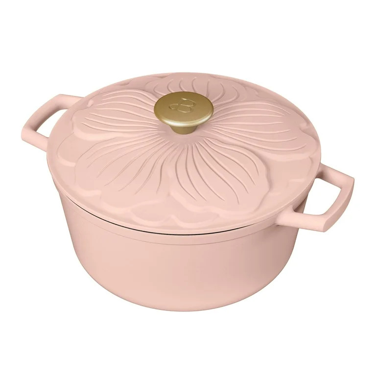 Beautiful 4 Quart Enameled Cast Iron Round Dutch Oven with petal design lid, Rose by Drew Barrymo... | Walmart (US)