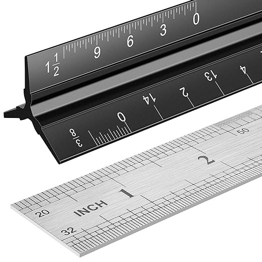 Architectural Scale Ruler Set, 2 Pack 12 Inch Aluminum Architect Ruler with Standard Metal Ruler,... | Amazon (US)