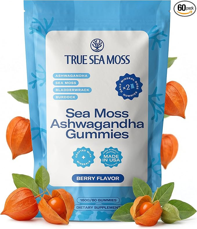 TrueSeaMoss Ashwagandha Gummies for Women & Men – Vegan Formula with Sea Moss, Bladderwrack & B... | Amazon (US)