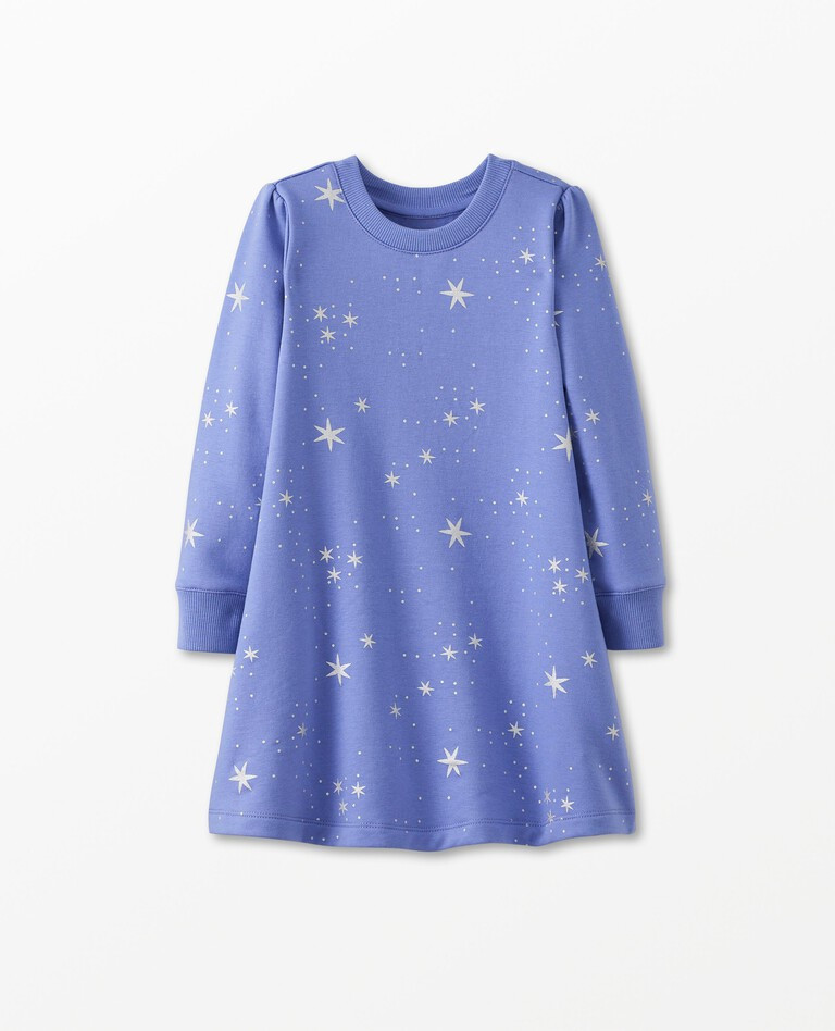 Long Sleeve Foil Print Fleece Dress | Hanna Andersson