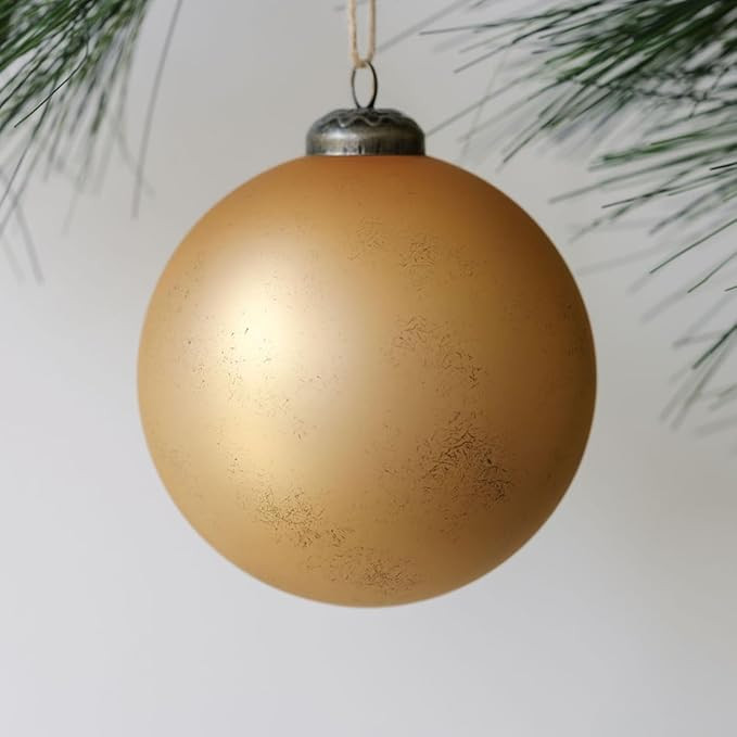 CG Hunter Holiday Collection, 4-inch Matte Antique Gold Glass Set-of-4 Christmas Tree Ornaments, ... | Amazon (US)