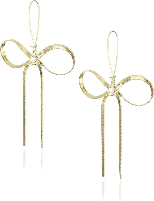 Betsey Johnson Textured Bow Drop Earrings | Amazon (US)