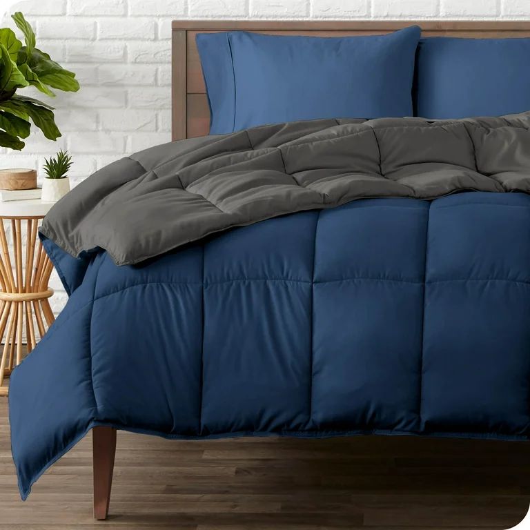 Bare Home Ultra-Soft Reversible Comforter - Goose Down Alternative - Twin/Twin XL, Dark Blue/Gray | Walmart (US)