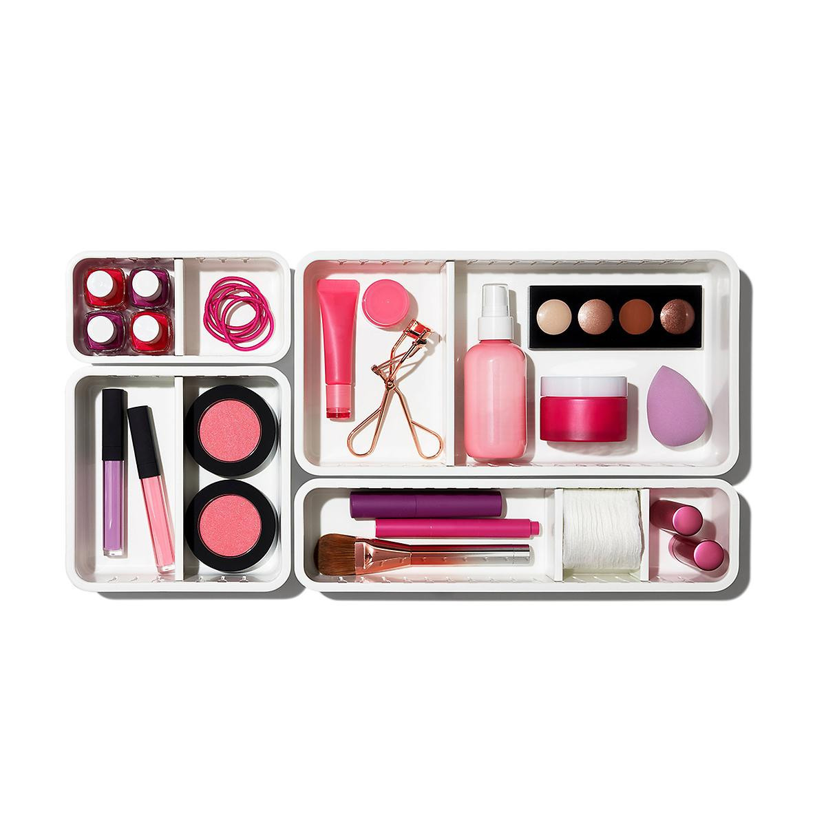 OXO White 4-Piece Adjustable Drawer Bin Set | The Container Store