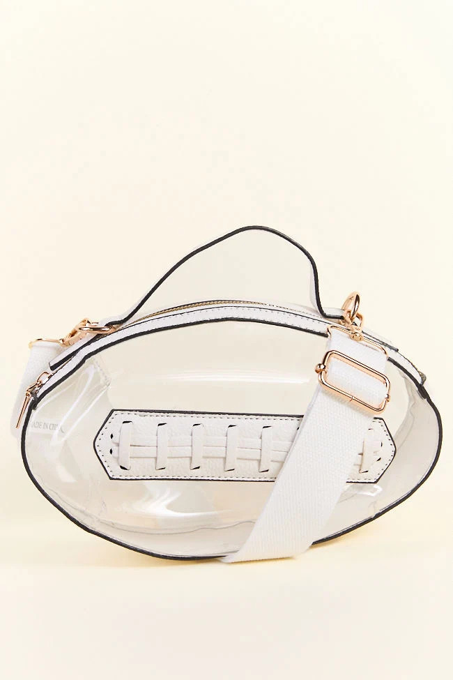 Kelce White Football Clear Bag | Pink Lily