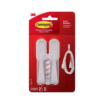 Command 2pk Damage-Free Hanging Multipurpose Cord Bundlers White Holiday Decoration | Target