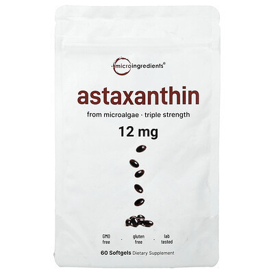 Micro Ingredients, Astaxanthin, 12 mg, 60 Softgels | iHerb