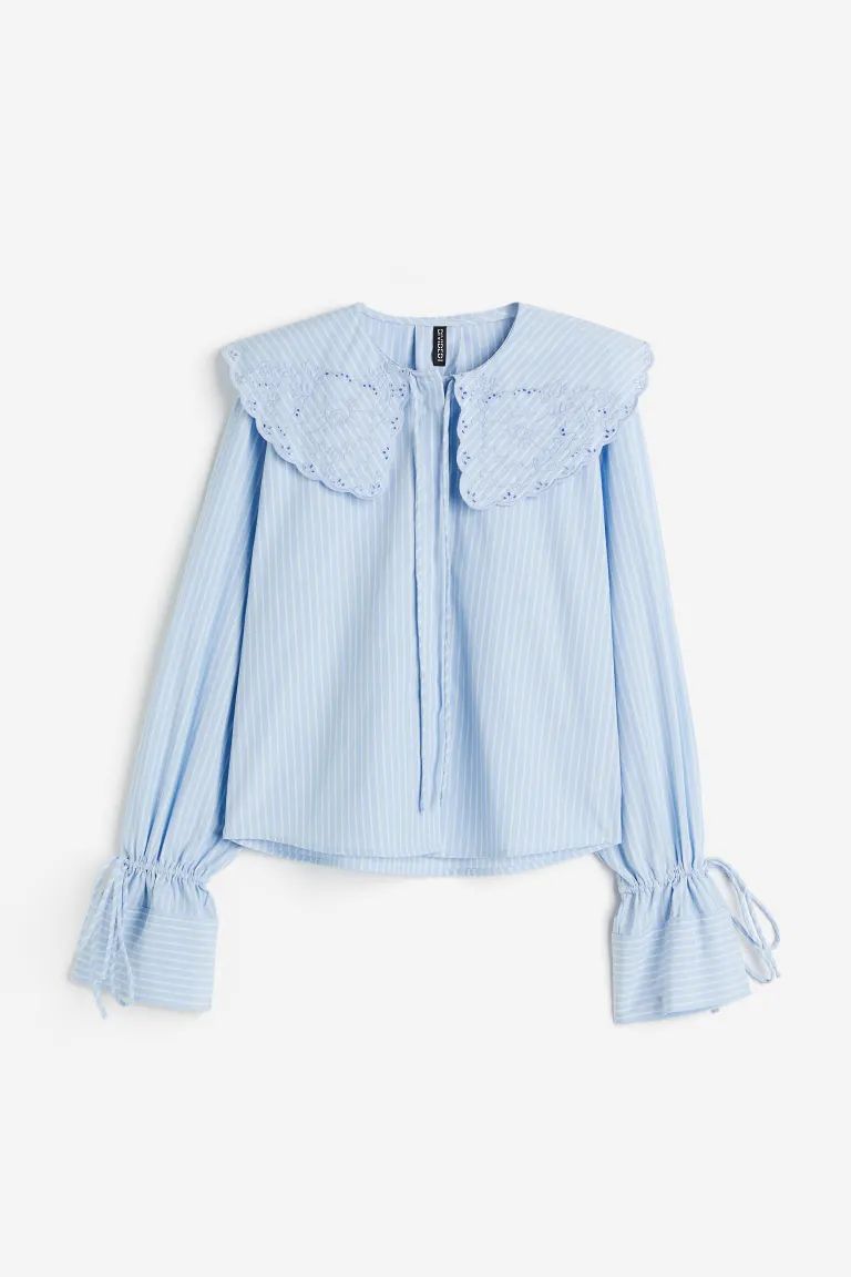 Broderie anglaise-detail poplin blouse | H&M (UK, MY, IN, SG, PH, TW, HK)