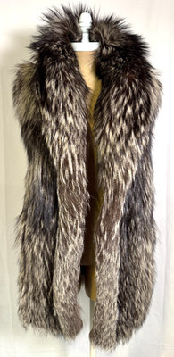 Vintage Genuine Luxurious Silver Black Fox Fur Vest Pockets Sz M Made in Canada | eBay US