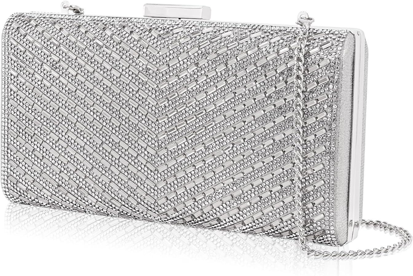 Sparkly Rhinestone Clutch for Bridal Glitter Metal Clasp Purse Formal Party and Wedding Evening B... | Amazon (US)
