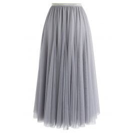 My Secret Weapon Tulle Maxi Skirt in Grey | Chicwish