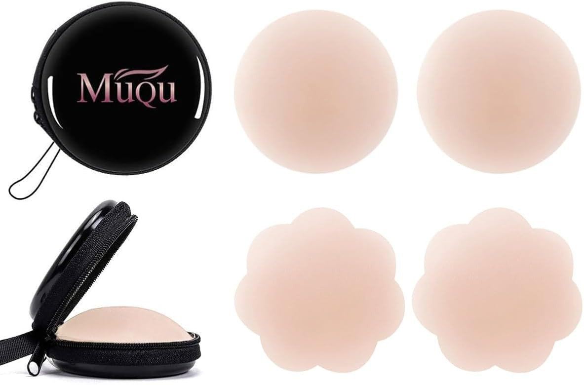 MUQU Pasties Nipple Covers - Silicone Nipple Covers Reusable Adhesive Invisible Nippleless Cover ... | Amazon (US)