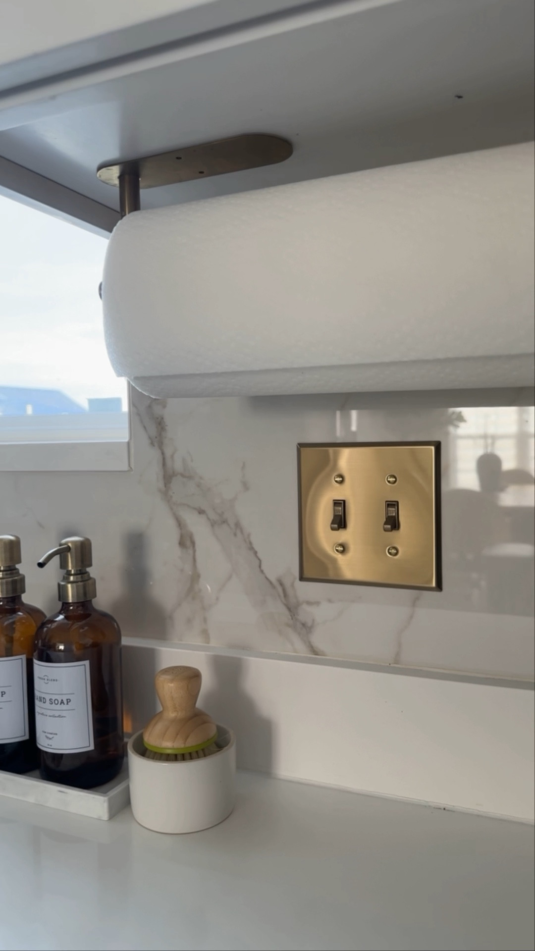 A little good touch changes everything, I spray painted the actual light switch to with gold spray paint | light switch | kitchen light switch | golden light switch |  simple kitchen decor 

#LTKSpringSale #LTKVideo #LTKhome