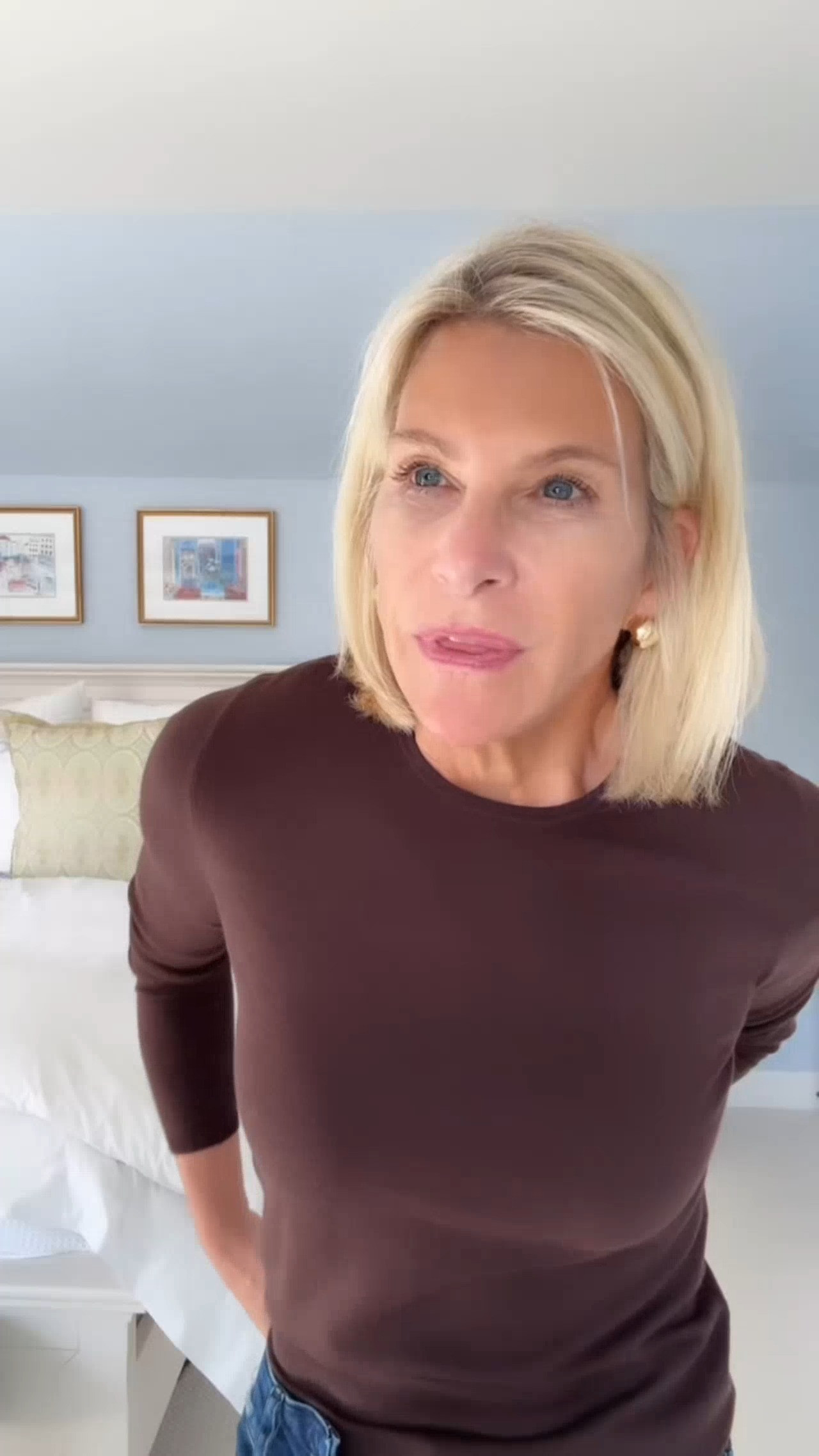 This is my favorite kind of everyday outfit — comfortable enough for hanging around the house but cute enough to head straight out the door. The lightweight brown sweater feels almost like a tee, the jeans are SO flattering, and that little jacket has already become the layer I grab constantly. Easy fall dressing at its best. 

 #LTKdayinmylife #LTKgrwm #LTKootd