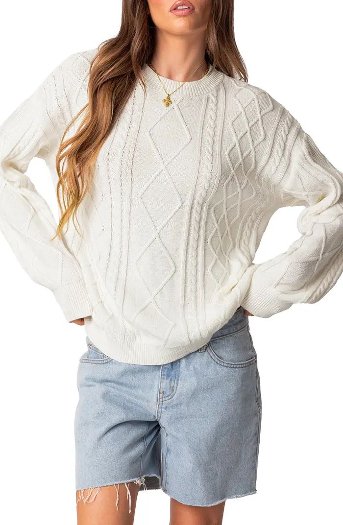 Jessy Oversize Cotton Cable Stitch Sweater, Fall Travel Outfit, Nordstrom Fall Sale, Casual Outfit  | Nordstrom