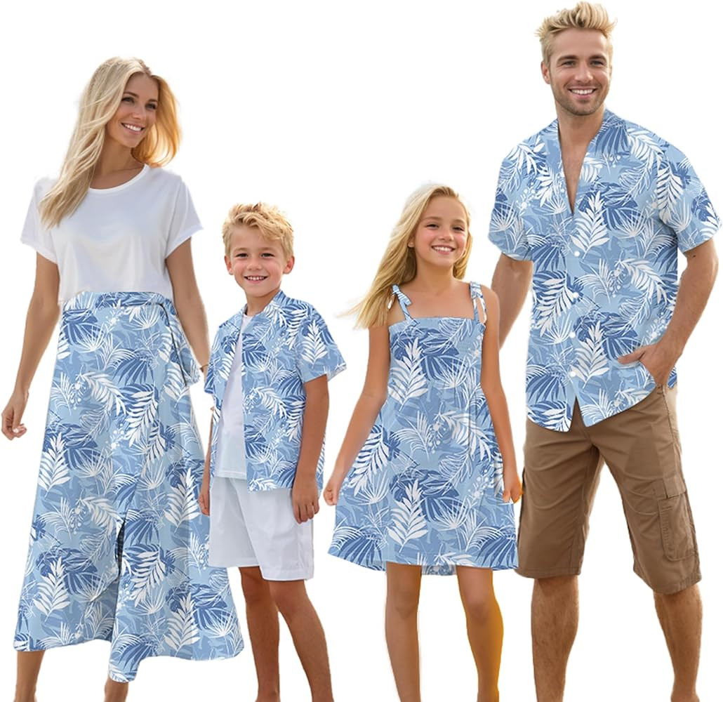 Cromoncent Matching Hawaiian Outfits for Family, Dad and Son Matching Luau Beach Tropical Shirts ... | Amazon (US)