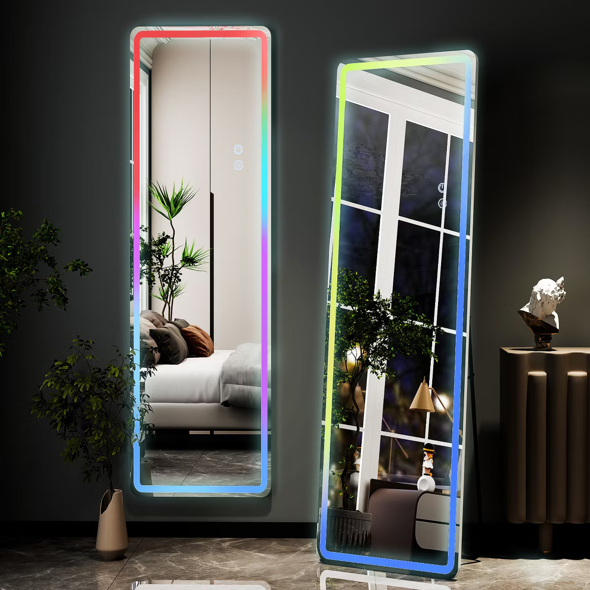 BEAUTYPEAK LED RGB Wall Mirror Rectangle Full Length Mirrors | Target