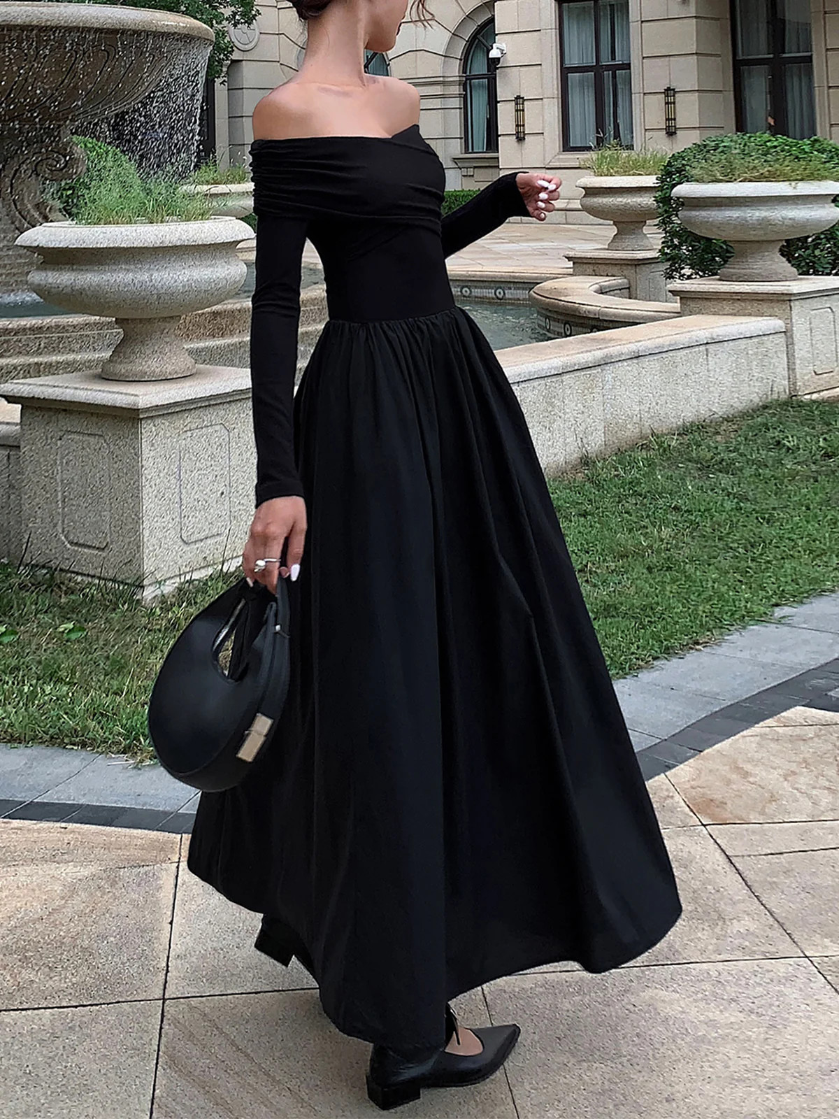 Off Shoulder Criss Cross Long Dress | Commense