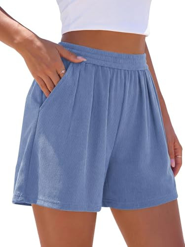 PRETTYGARDEN Flowy Summer Shorts for Women High Waisted Wide Leg Knitted Wide Leg Soft Pajama Sho... | Amazon (US)