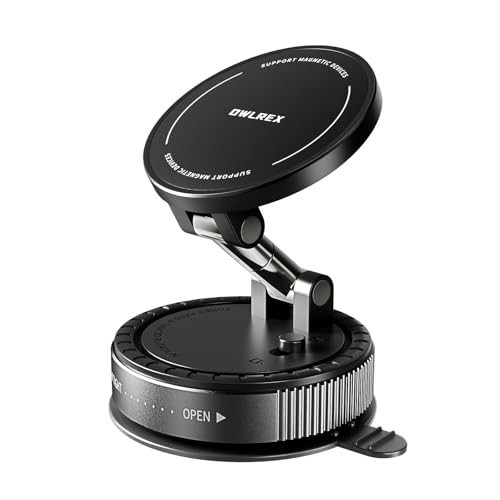 OWLREX Magnetic Phone Holder for Car, Vacuum Suction Cup Magsafe Car Phone Mount with Strong Magnet 360° Rotatable Phone Holder for iPhone 15/14/13 Pro Max,Dashboard/Windshield Mount | Amazon (US)
