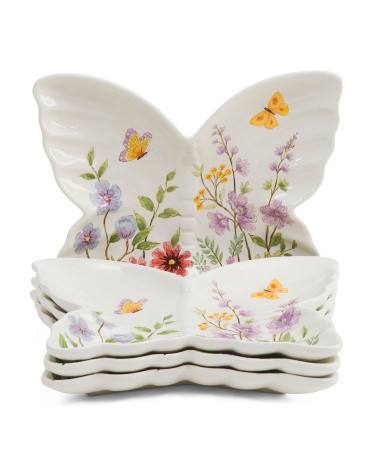 Set Of 4 11in Butterfly Plates | TJ Maxx