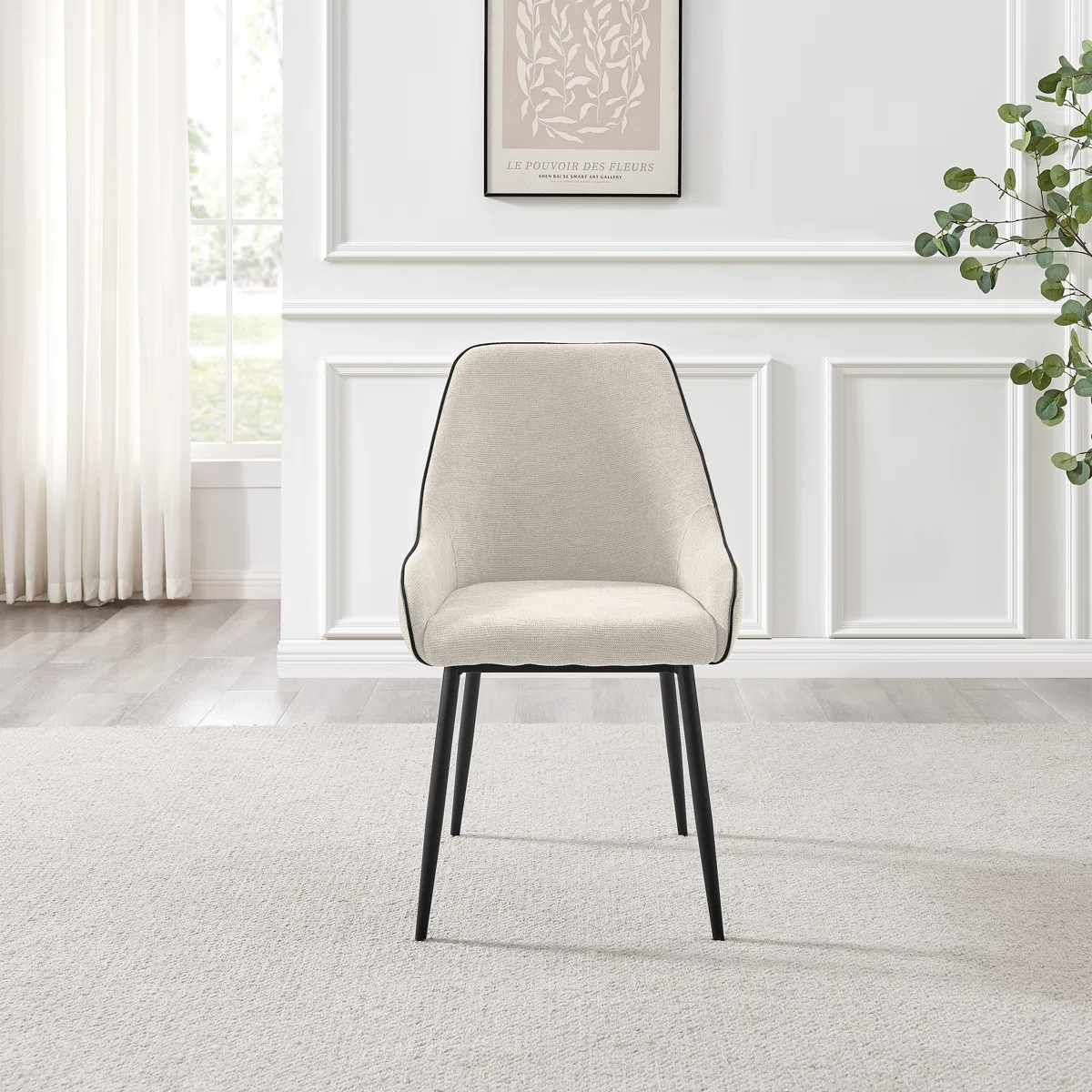 Ophelia Luxury Fabric Upholstered Dining Chair with Metal Legs (Set of 2) | Wayfair UK