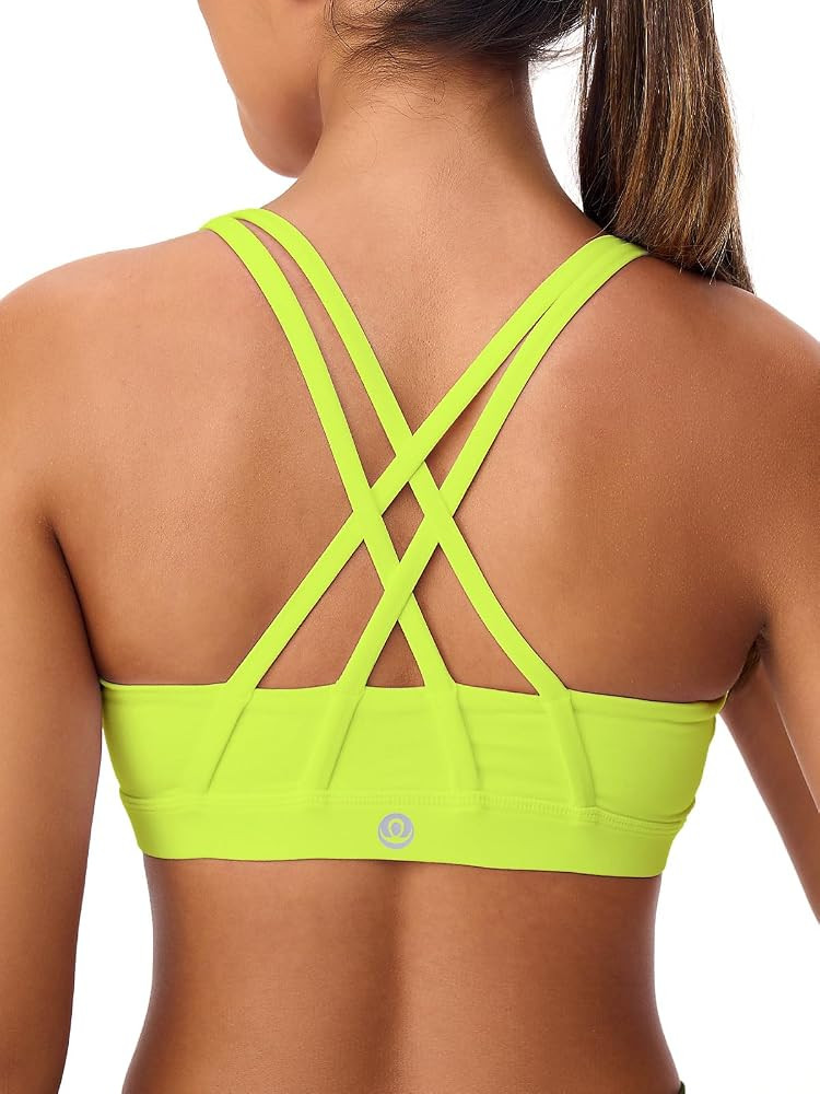 Women's Strappy Sports Bras Light Compression Crop Criss Cross Back Padded Workout Yoga Bra Suppo... | Amazon (US)