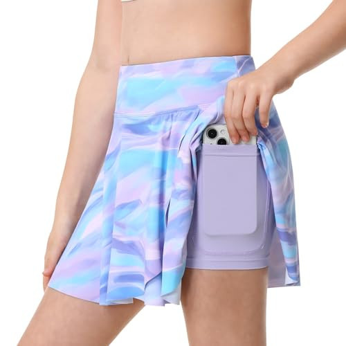 BELEROY Athletic Skorts for Girls Tennis Golf Skirts with Shorts and Pockets Flowy Workout Golf Running Skirts(Tie Dye-Pink,M) | Amazon (US)