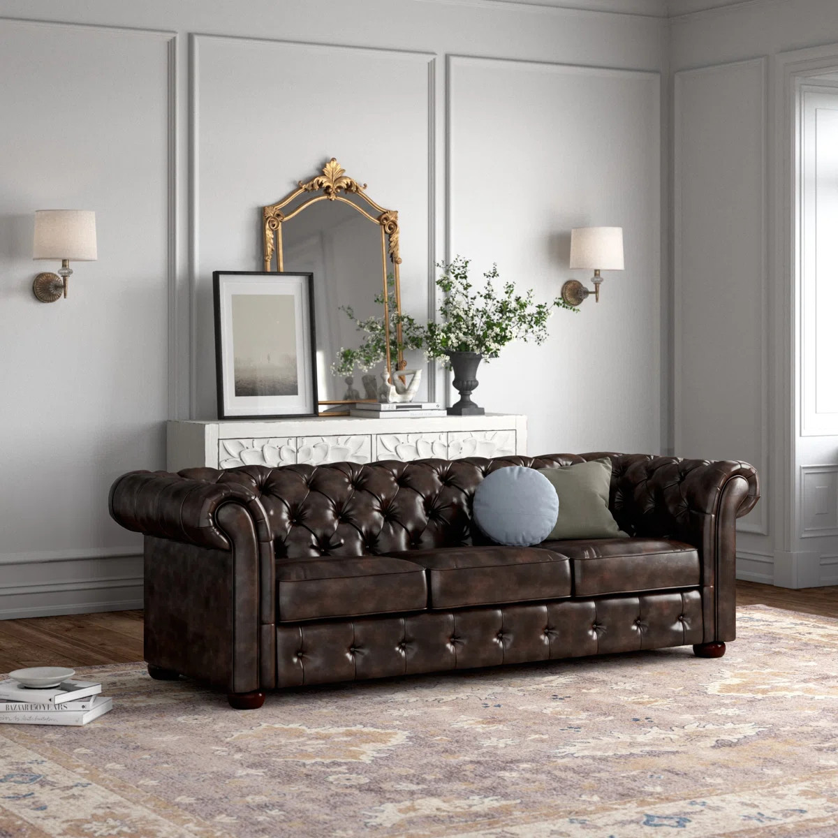 Huskins 91.34'' Faux Leather Sofa | Wayfair North America