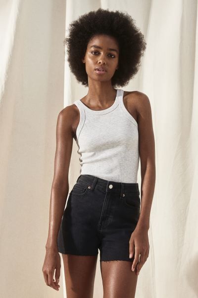Skinny High Denim Shorts - High waist - Short - Light denim blue - Ladies | H&M US | H&M (US + CA)
