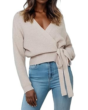 Wrap Sweater Pullovers Tops | Amazon (US)