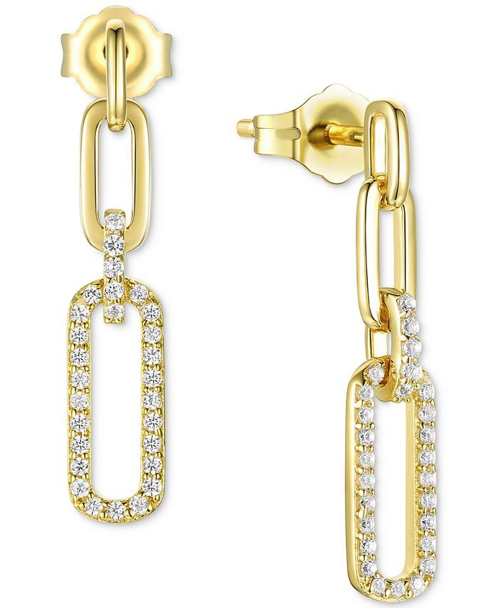 Macy's Cubic Zirconia Link Drop Earrings in Sterling Silver or 14k Gold-Plated Sterling Silver & ... | Macys (US)
