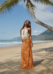 Corinna Low Rise Sequin Maxi Skirt - Orange | Peppermayo (Global)