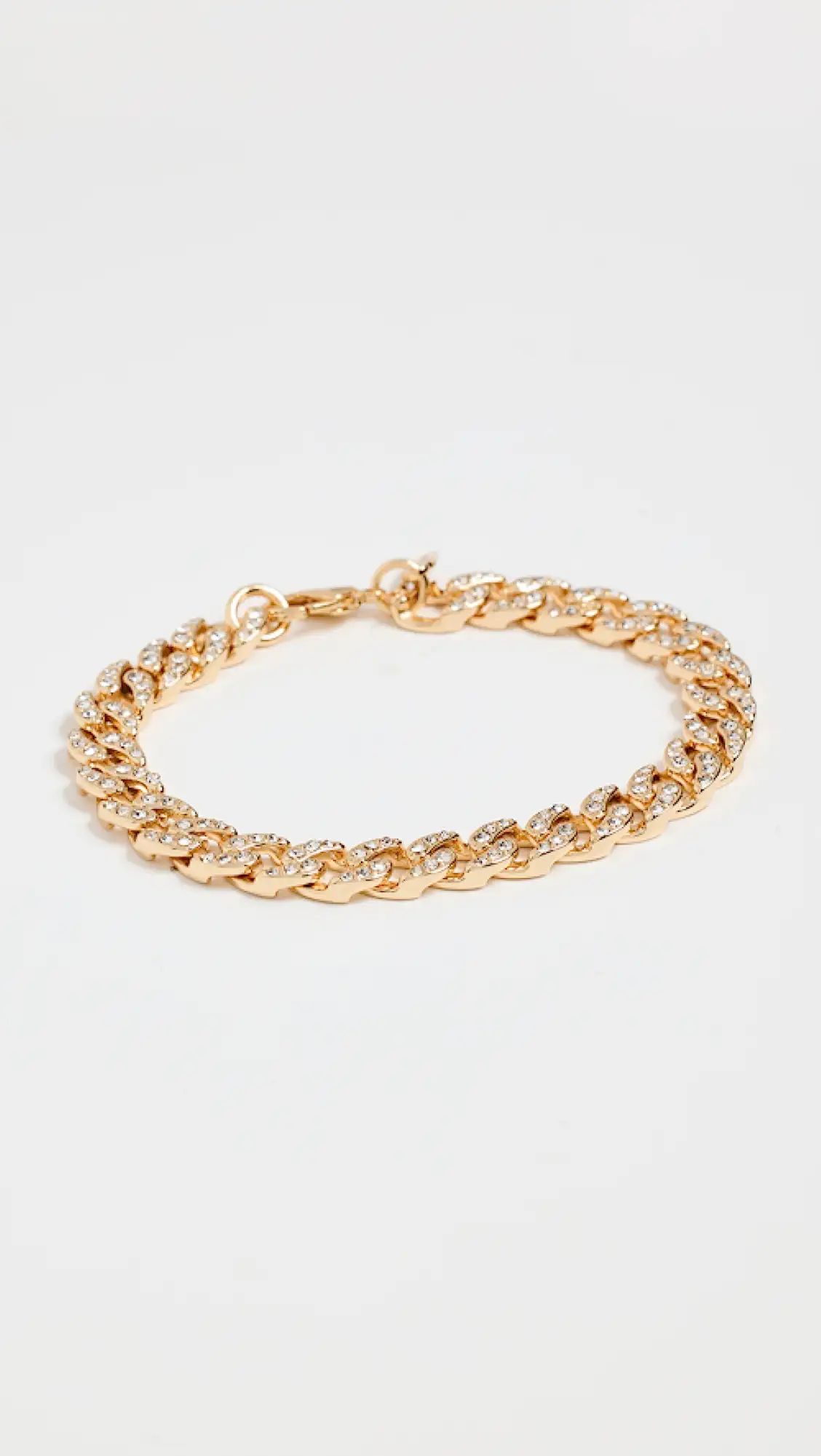 Wide Gold/Crystal Curb Link Chain Bracelet | Shopbop